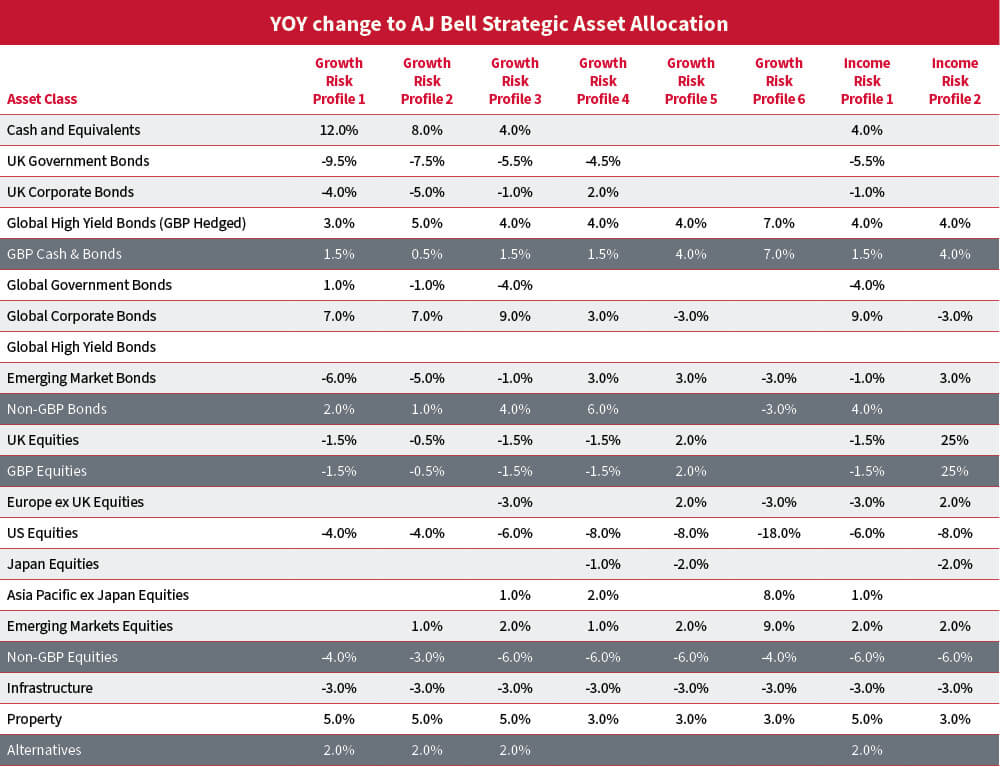 YOY asset allocation change