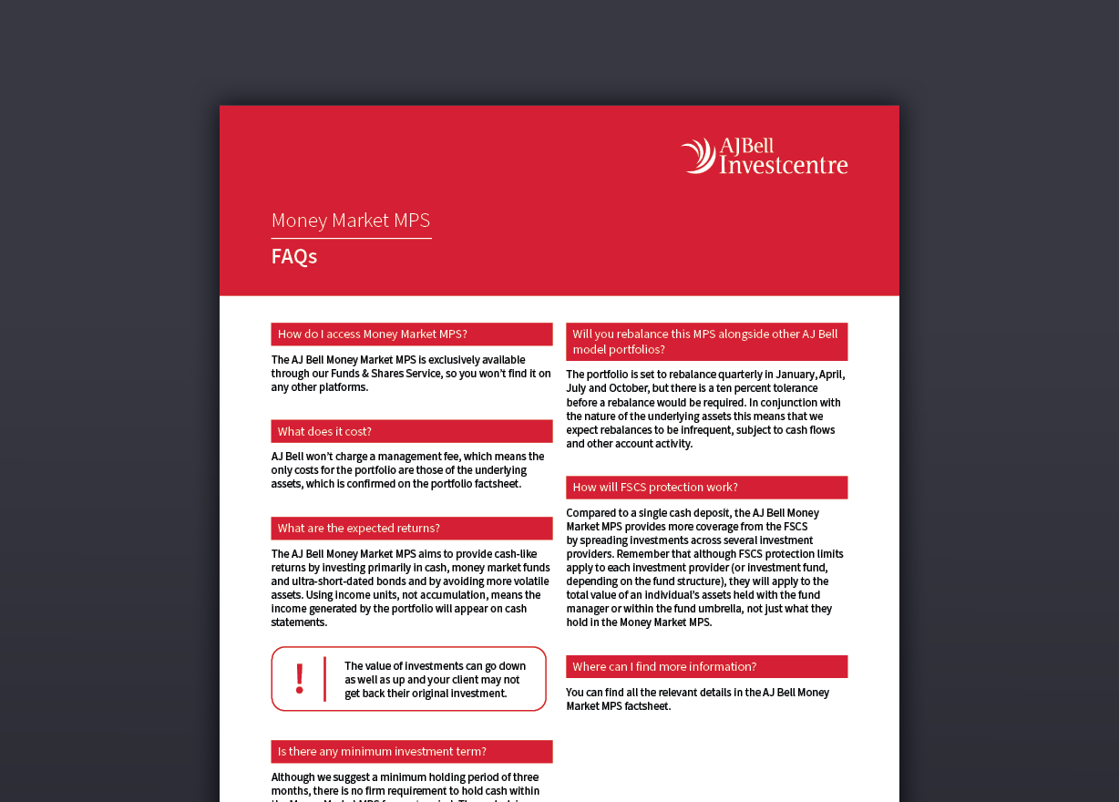 Money Market MPS FAQs