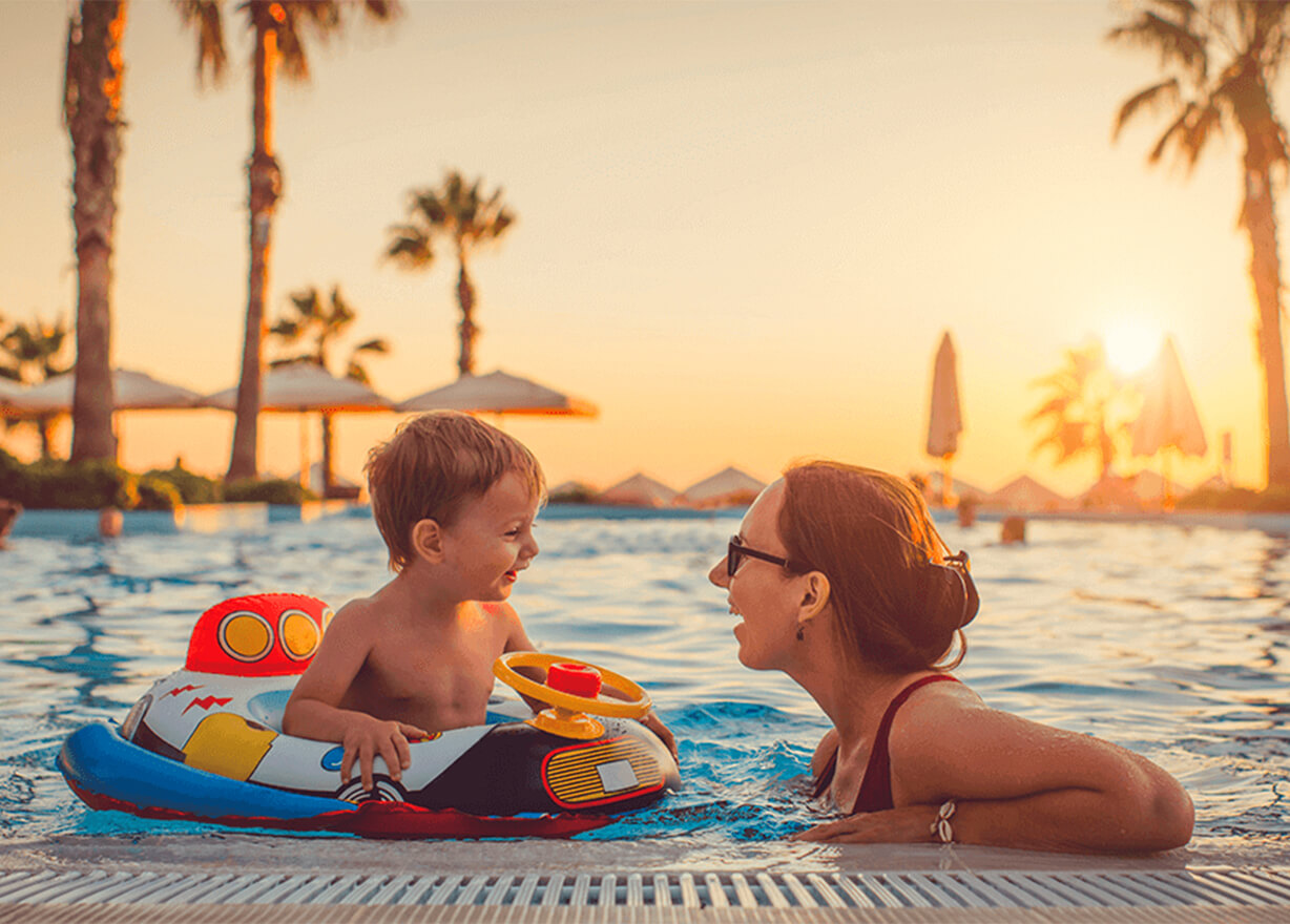 Mother and son on holiday