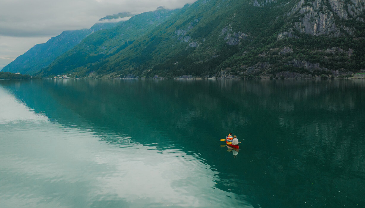 Rowing on lake
