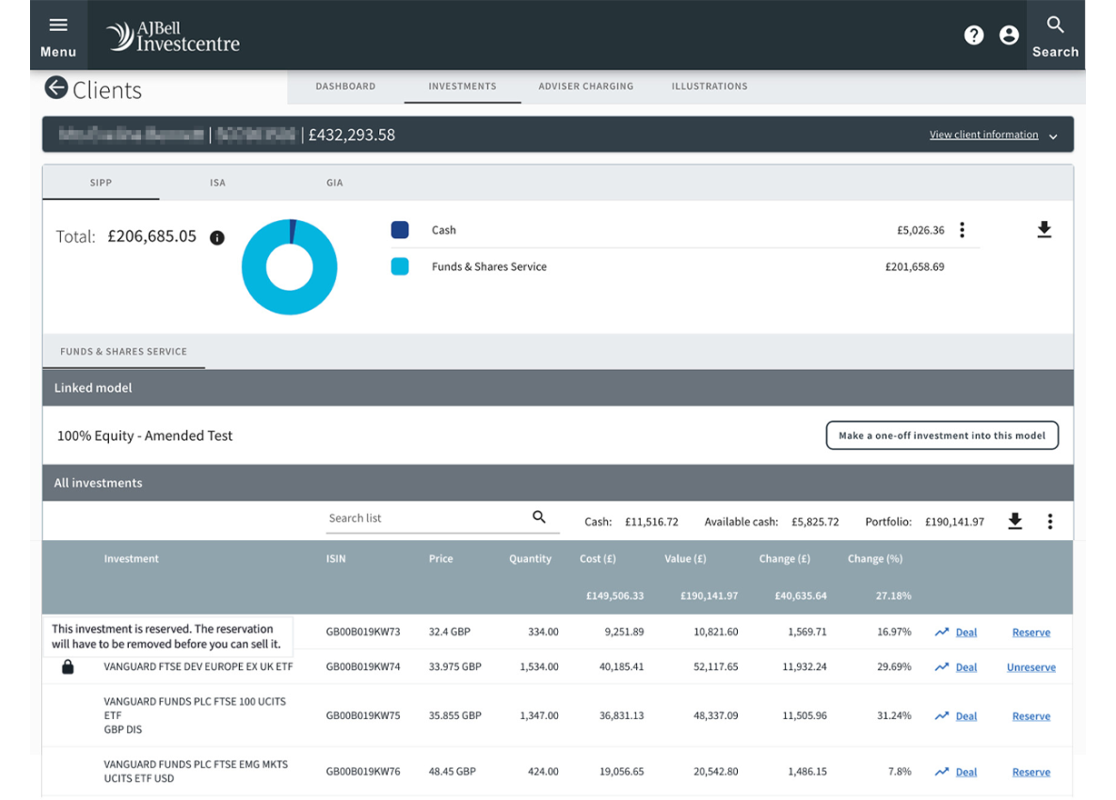 Reserved investments functionality in V2.0