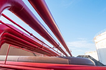 Red industrial pipes