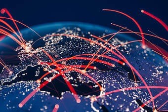 globe with interconnecting lines 