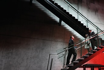 People crossing on stairs