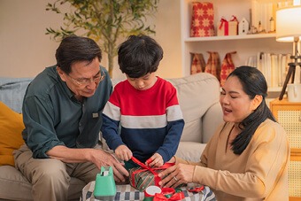 Family playing together in home