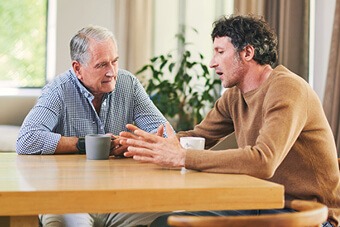 Father and son having discussion