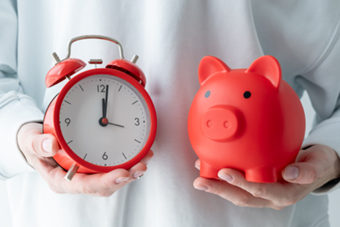 Clock and piggy bank