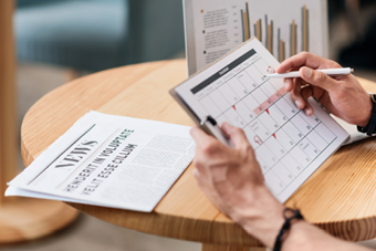 Person looking at calendar