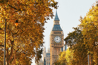 Big Ben autumn leaves
