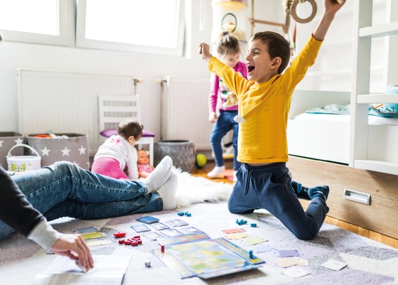 Children playing and jumping