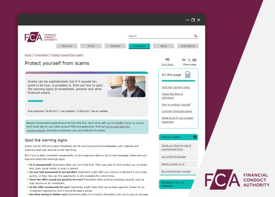 FCA Protect yourself from scams