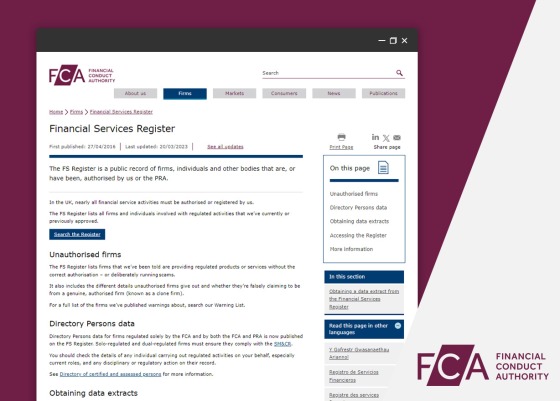 Check the Financial Services register 