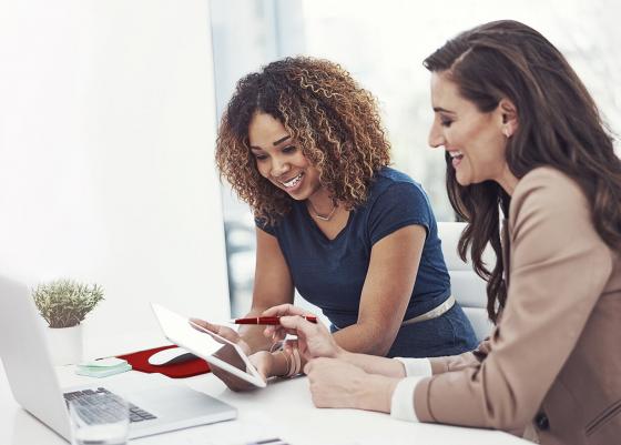 Discussing products and services with adviser