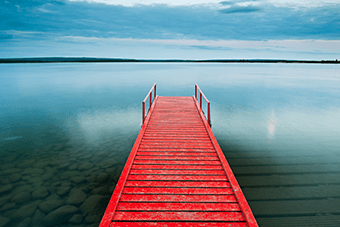 red walkway on the sea