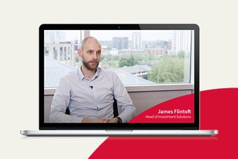 Laptop with person and text