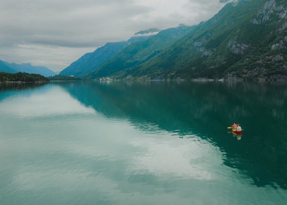 Rowboat on a lake