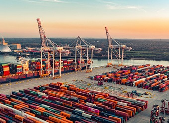 Freight container shipping yard