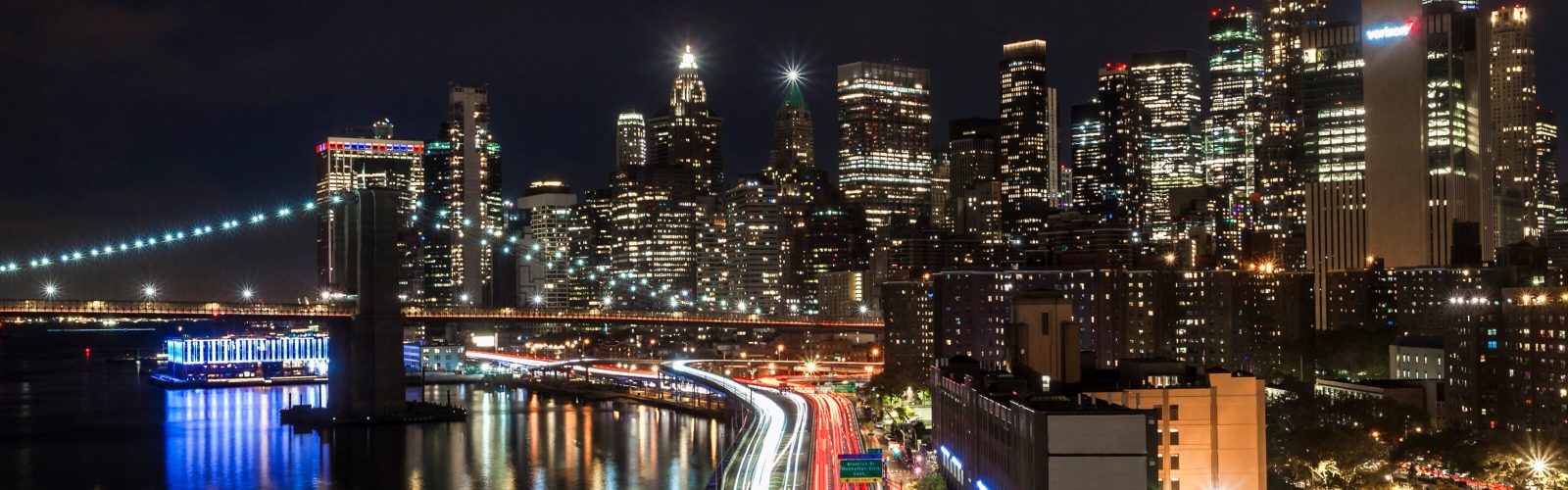 Skyline with red traffic lights