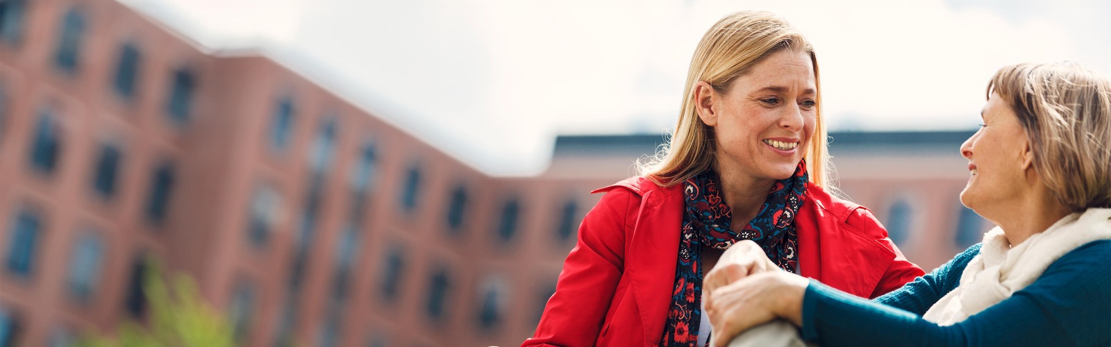 woman and mother on a bench