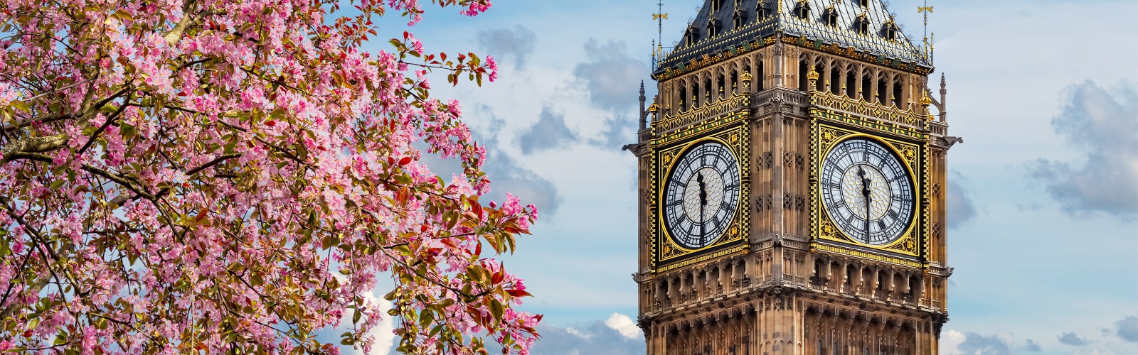UK parliament building in Spring