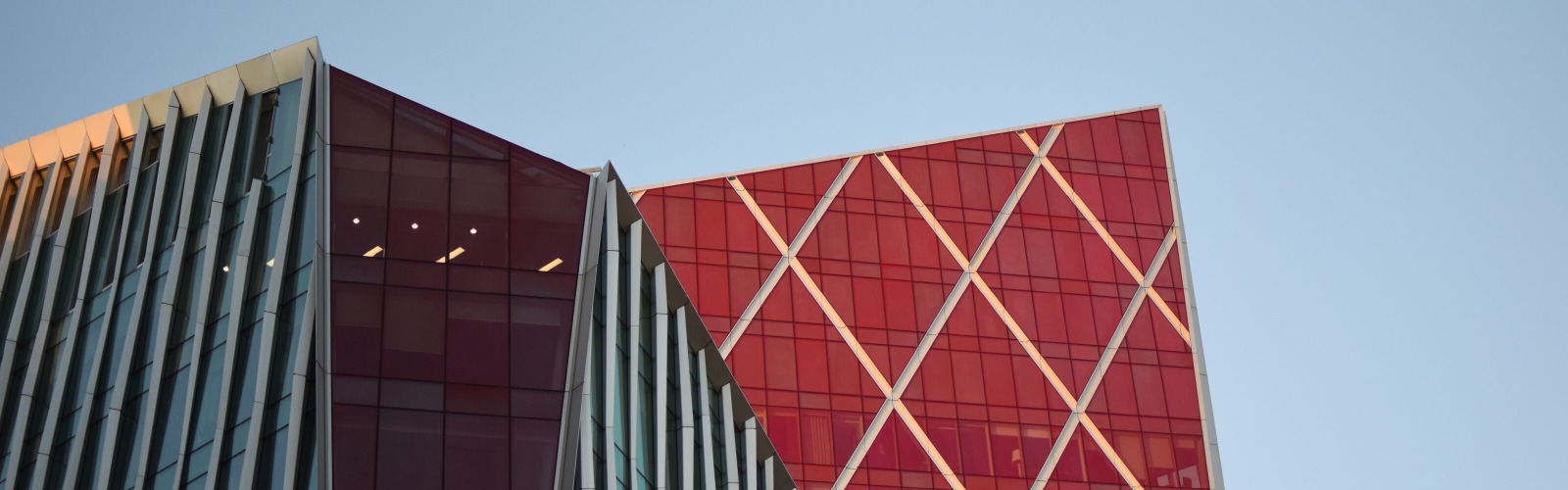 red building at sunset