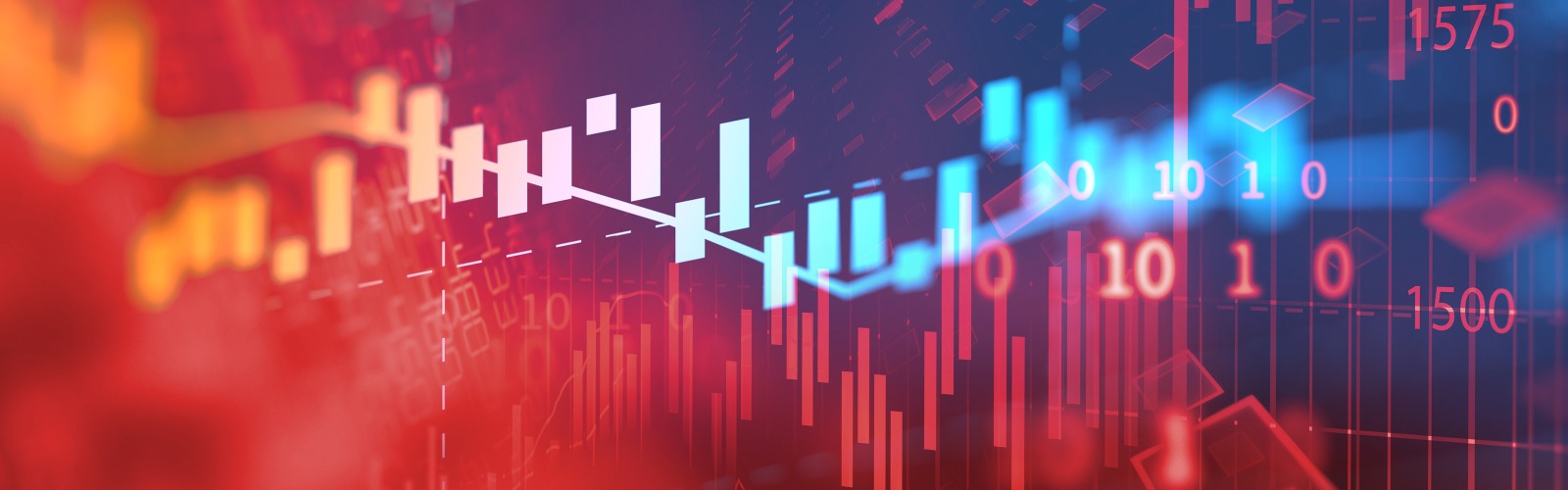 Banner showing stocks graph on digital screen