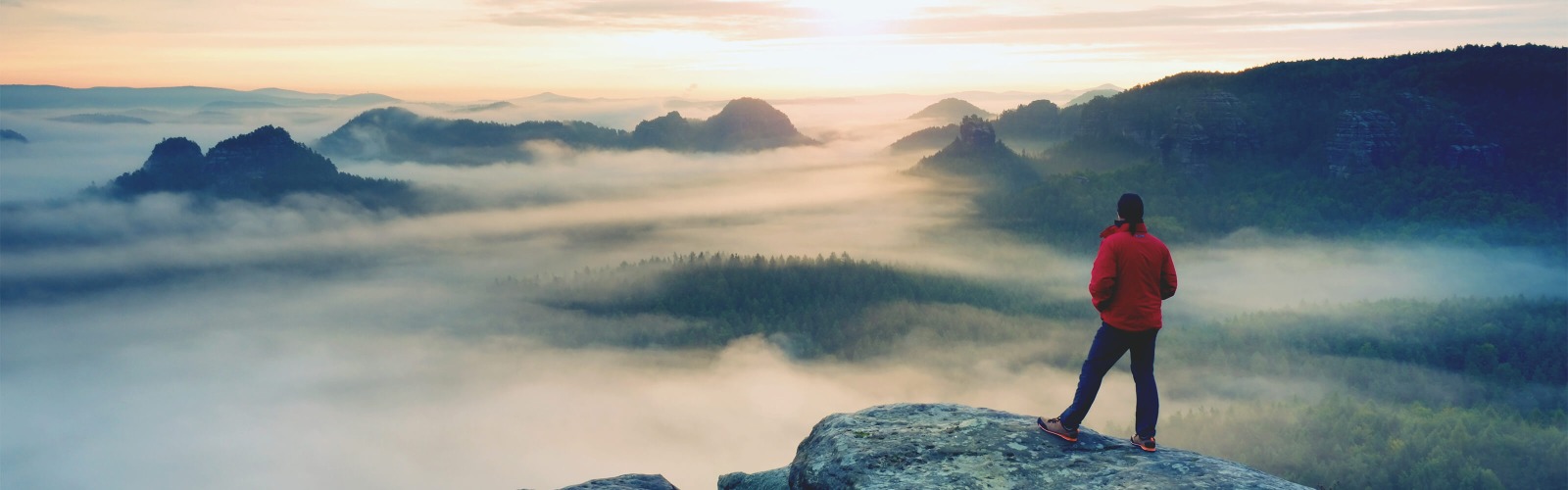 Man overlooking mountain