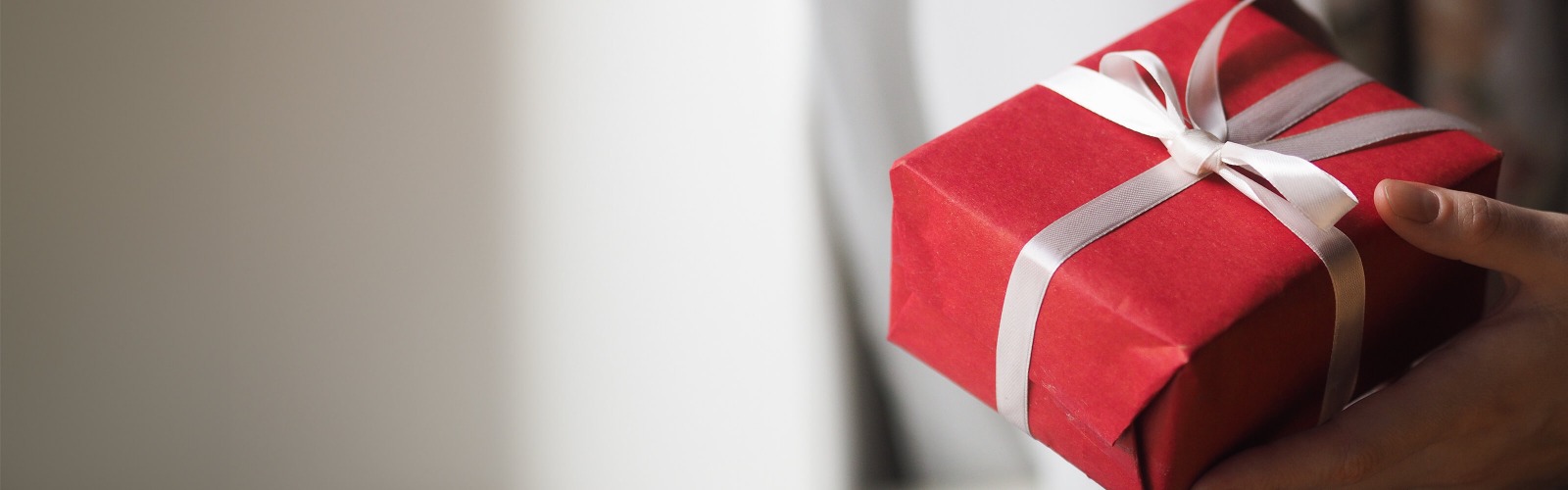 red present against white background