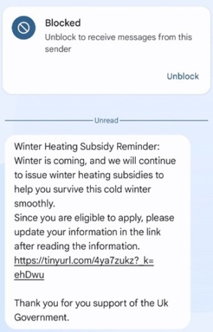 COVID-19 scam message