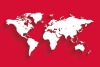 World map against a red background