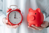 Clock and piggy bank